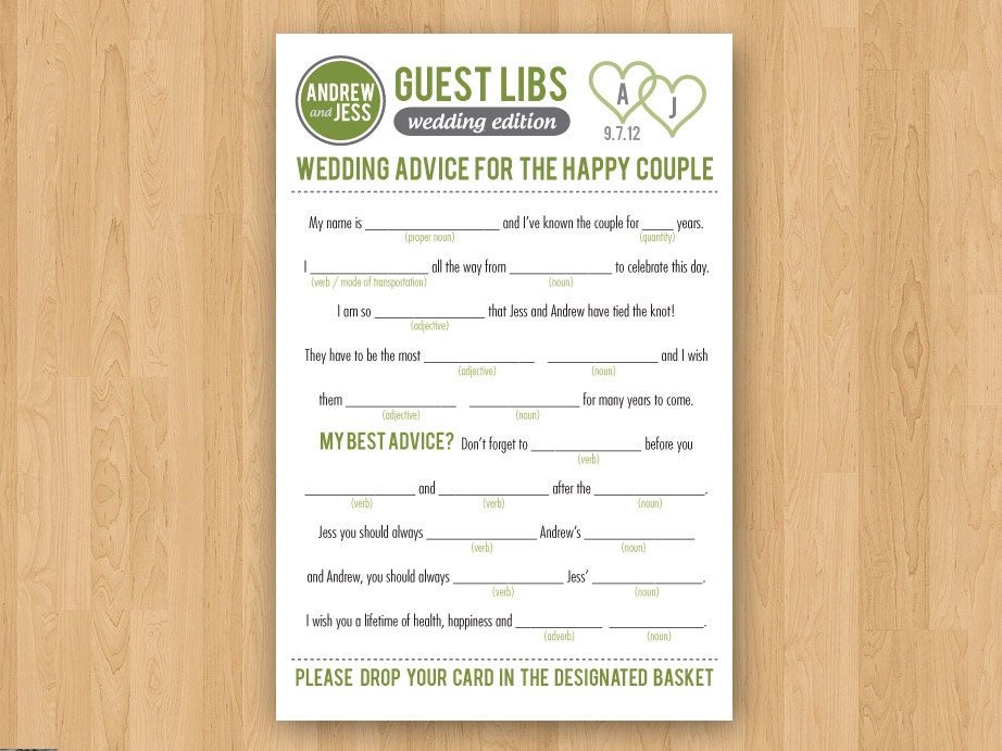 Diy Printable Wedding Mad Libs Printable Mad Libs