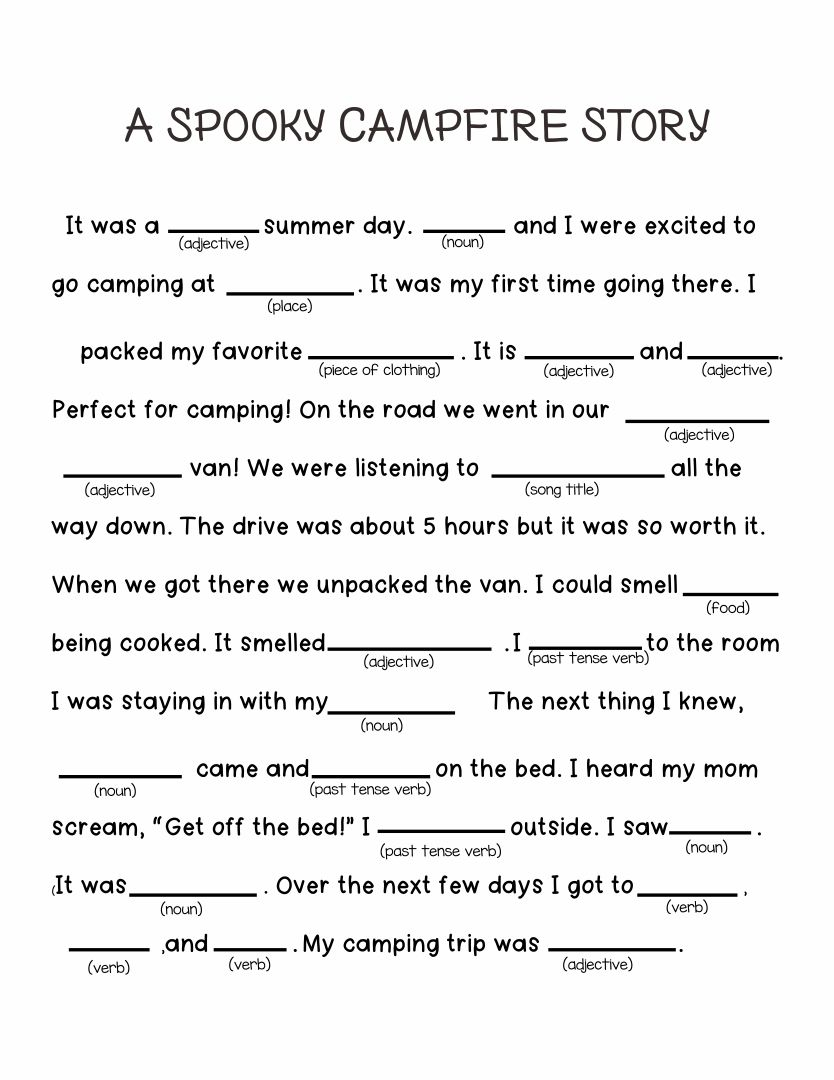 10 Best Camping Mad Libs Printable Printablee