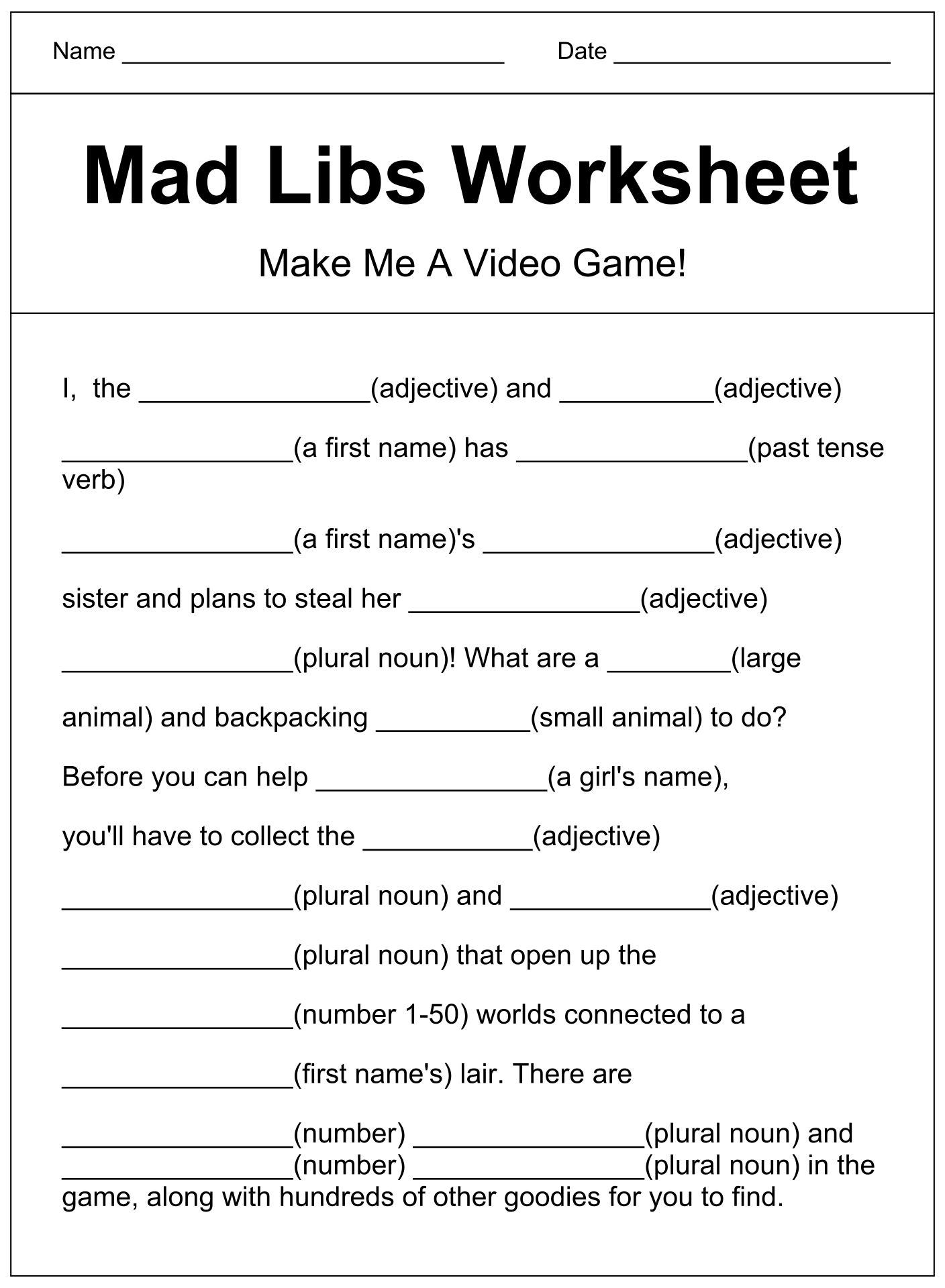 10 Best Office Mad Libs Printable Printablee