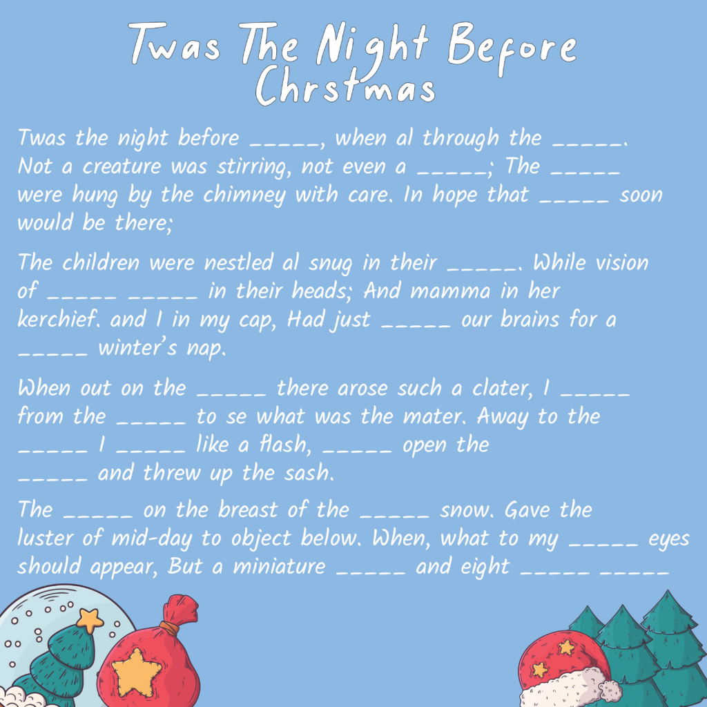 6 Best Night Before Christmas Mad Libs Printable Printablee