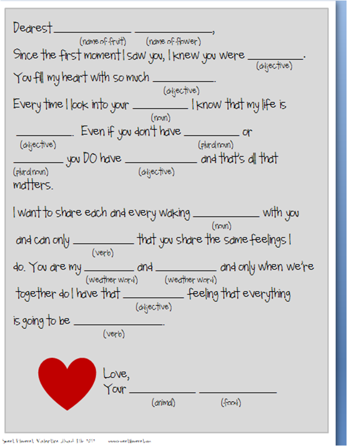 6 Easy Valentines Mad Libs Printable For Kids