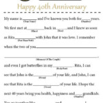 Anniversary Mad Libs