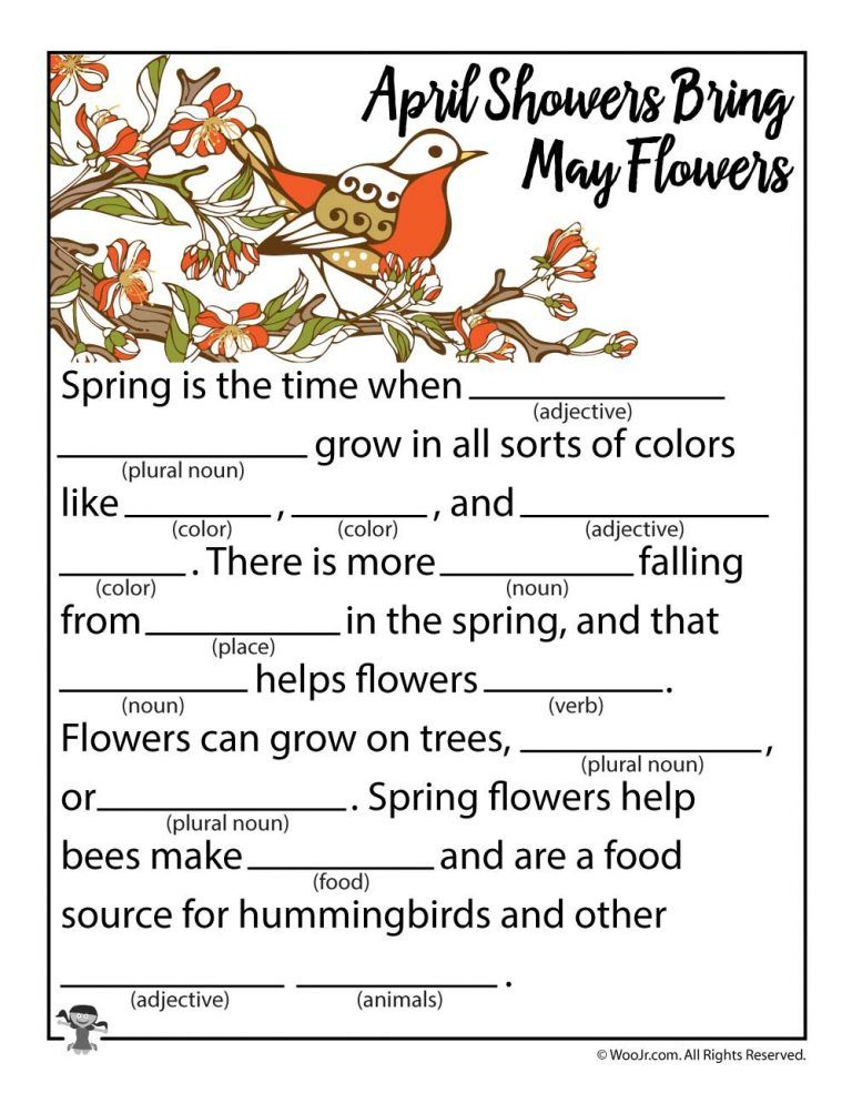 April spring mad libs Fun Worksheets For Kids Mad Libs Teacher 