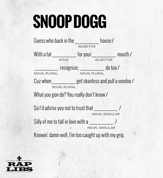 Rap Mad Libs Printable - Printable Mad Libs