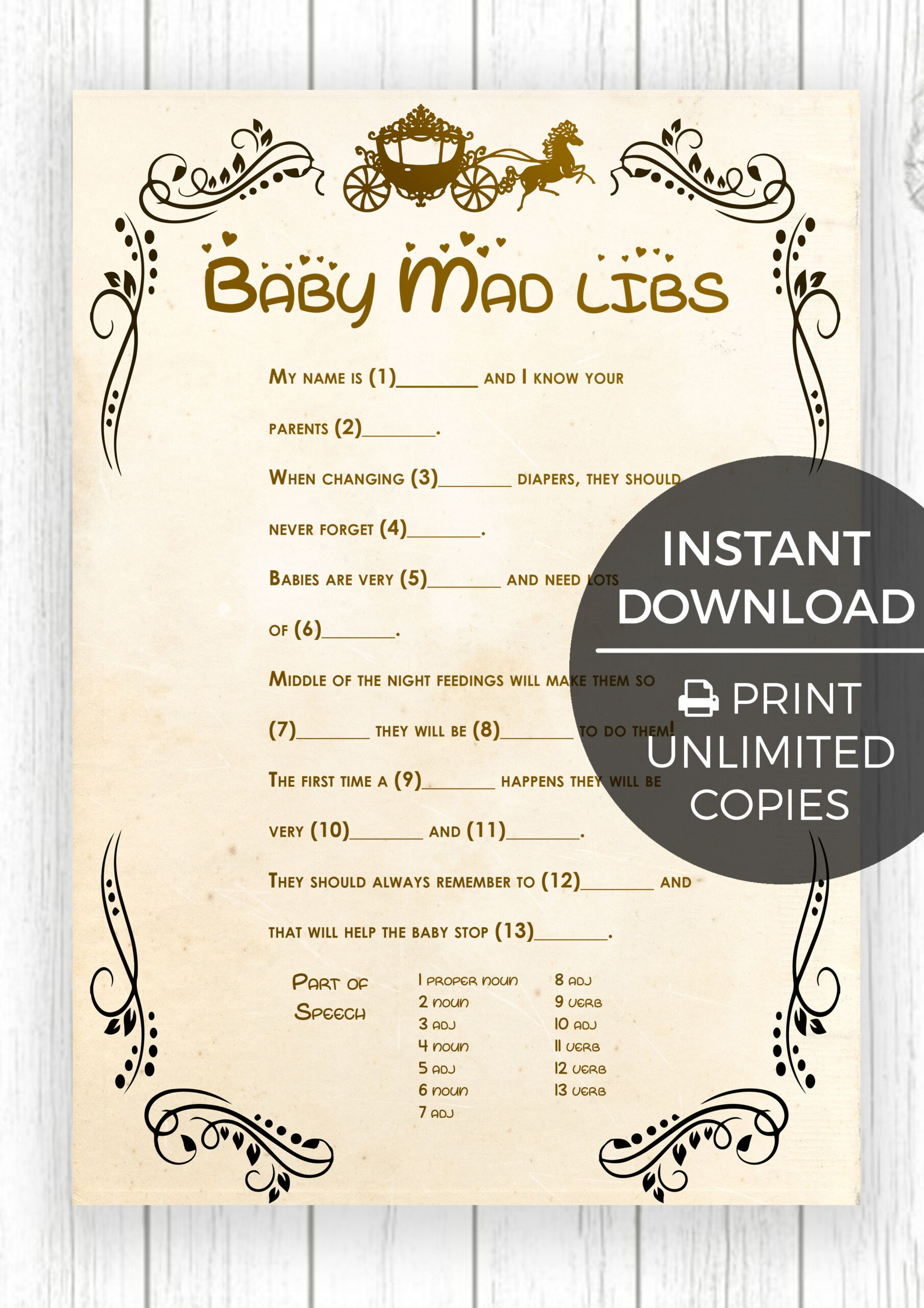 Baby Mad Lib Little Princess Edition This Is A Cute Party Game For 