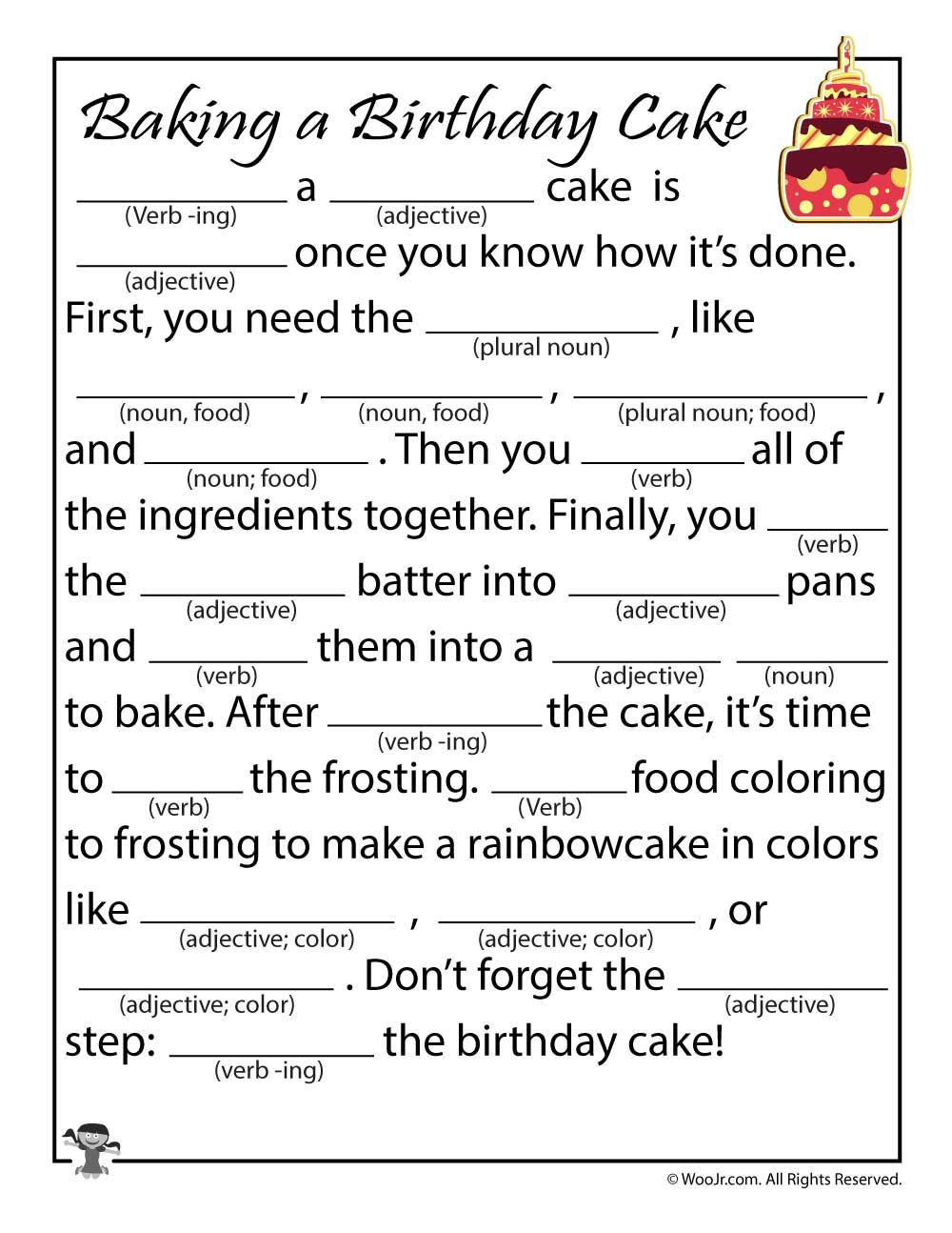 Birthday Cake Ad Libs Printable Woo Jr Kids Activities Children s