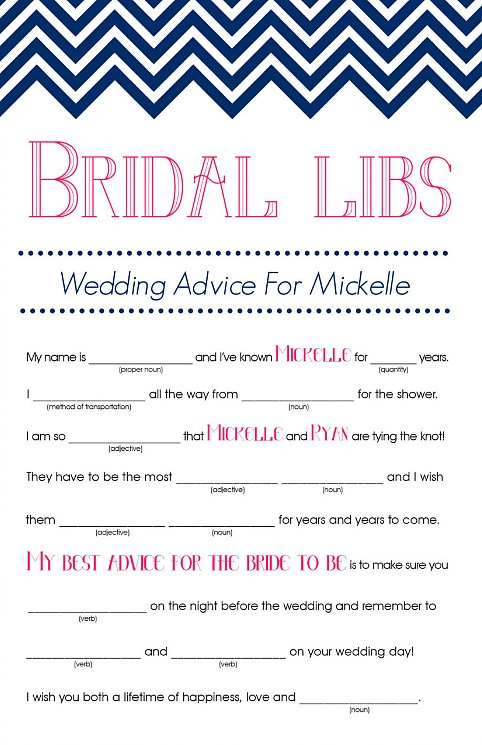 Bridal Mad Libs Bridal Shower Games That Promise To Break The Ice 