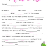 Bridal Shower Mad Libs Bridal Shower 101