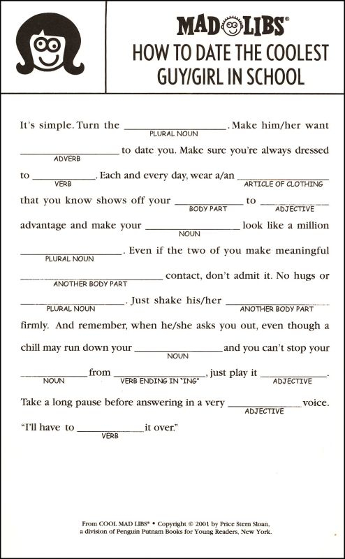 Cinema Smear Mad Libs