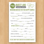 DIY Printable Wedding Mad Libs Guestbook Colors Customizable