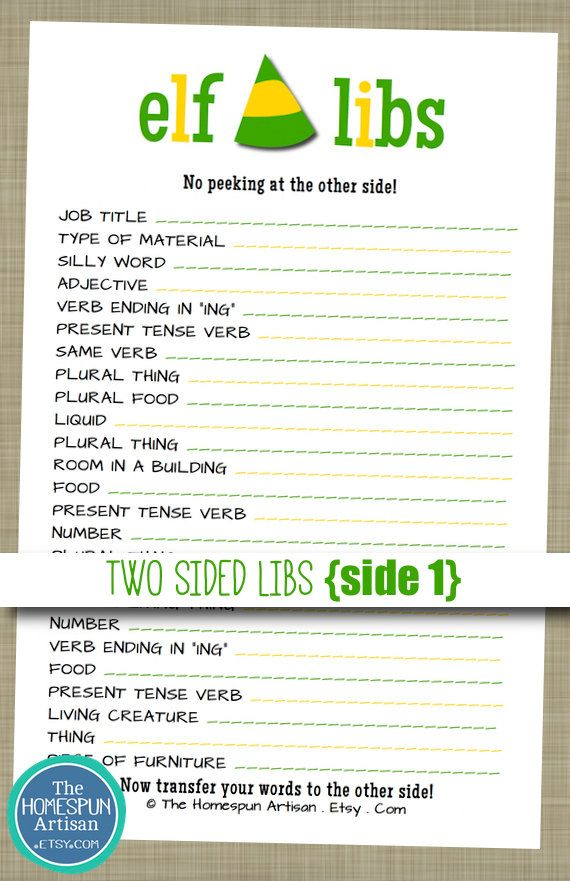 Elf Movie Quotes Christmas Mad Libs Buddy The Elf Movie Etsy 