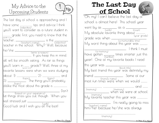 End Of Year Mad Libs For Kids Writing Activity