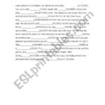 English Worksheets Parts Of Speech Mad Libs Activity Riding In A Car