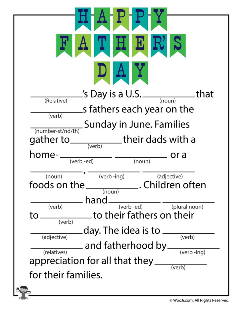 Father s Day Mad Libs Woo Jr Kids Activities Father Humor Mad 