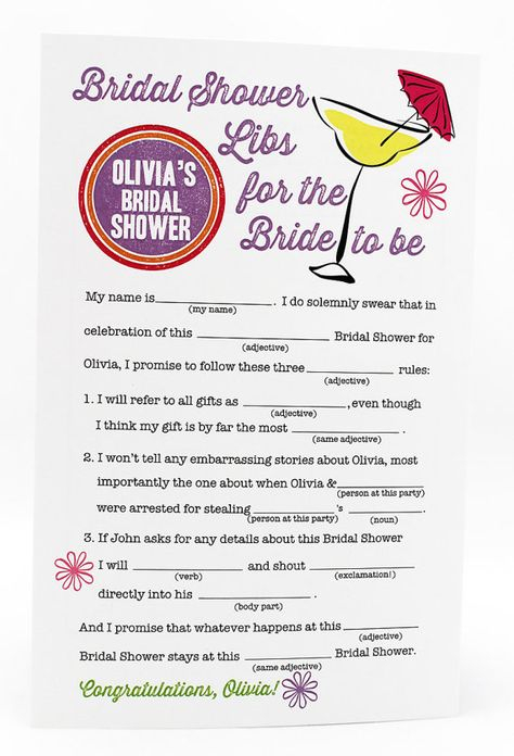 Free Bachelorette Party Mad Libs Bridal Shower Or Bachelorette Mad 