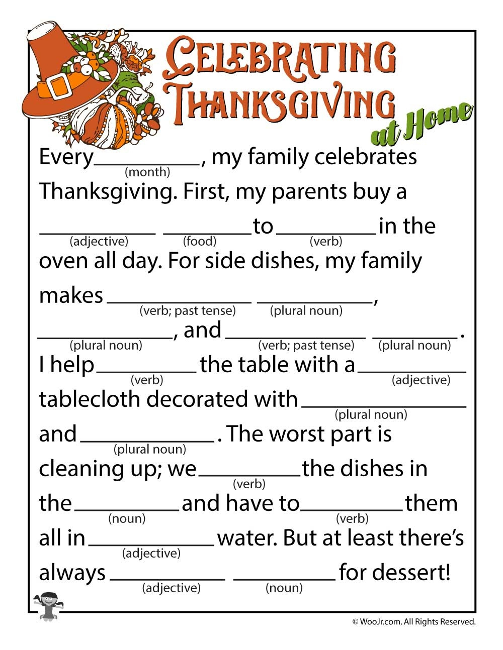 Thanksgiving Mad Lib Free Printable Printable Mad Libs