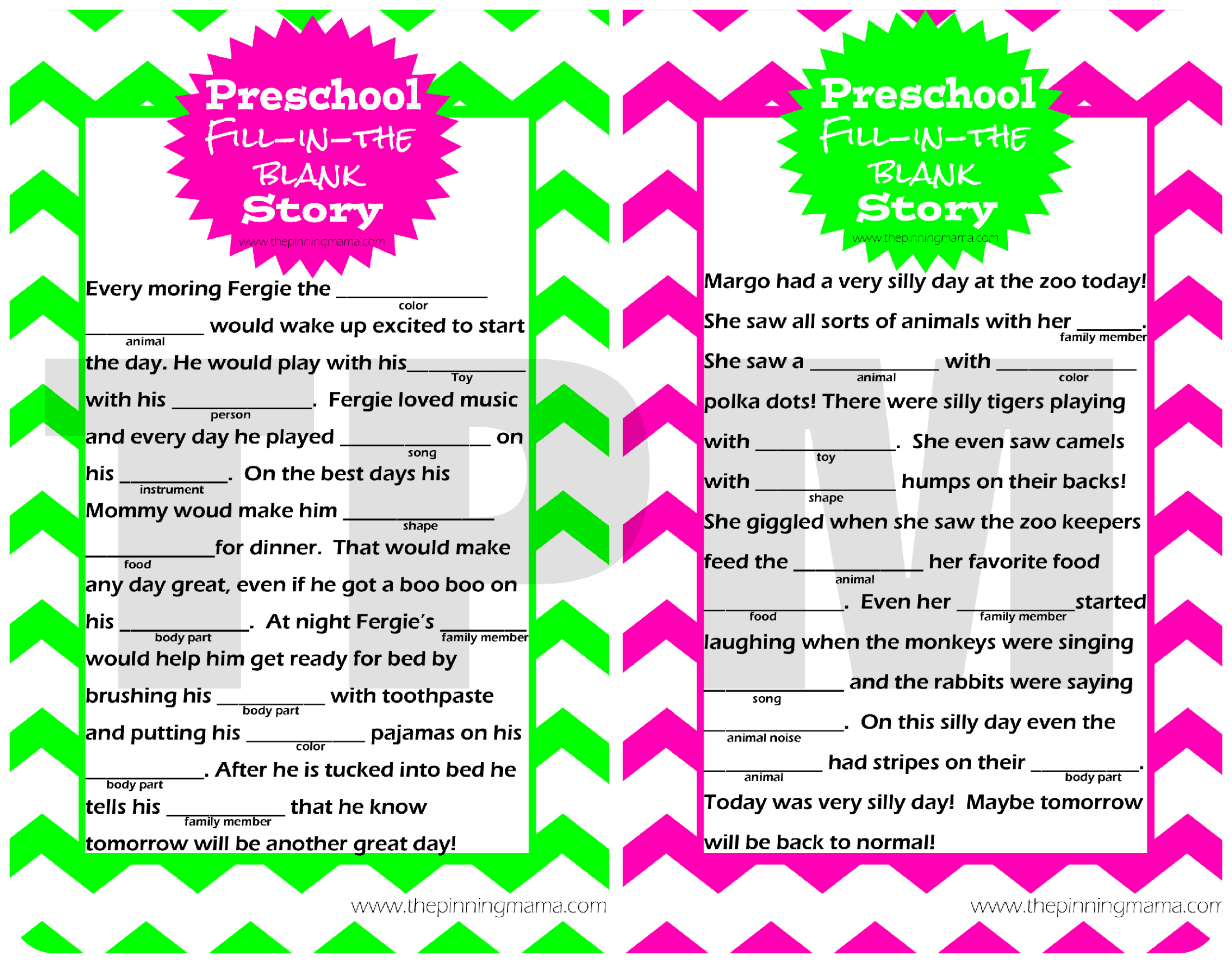  Fun Activities For Preschoolers Mad Libs Style Story For Preschoolers 