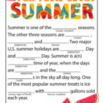 Fun Facts About Summer Mad Lib To Print Mad Libs Fun Facts