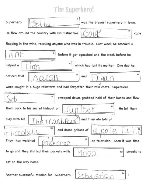 Fun Writing Activity Fill in the Gaps Story Writing
