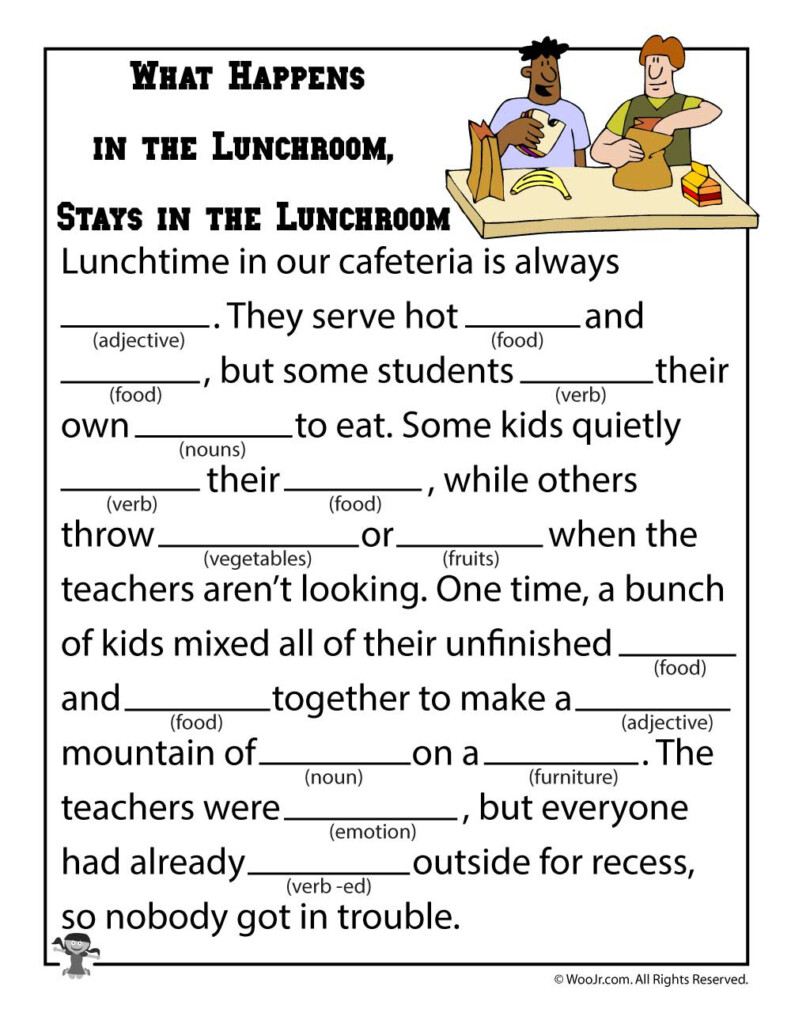 Funny Worksheets Printable Mad Libs Ronald Worksheets