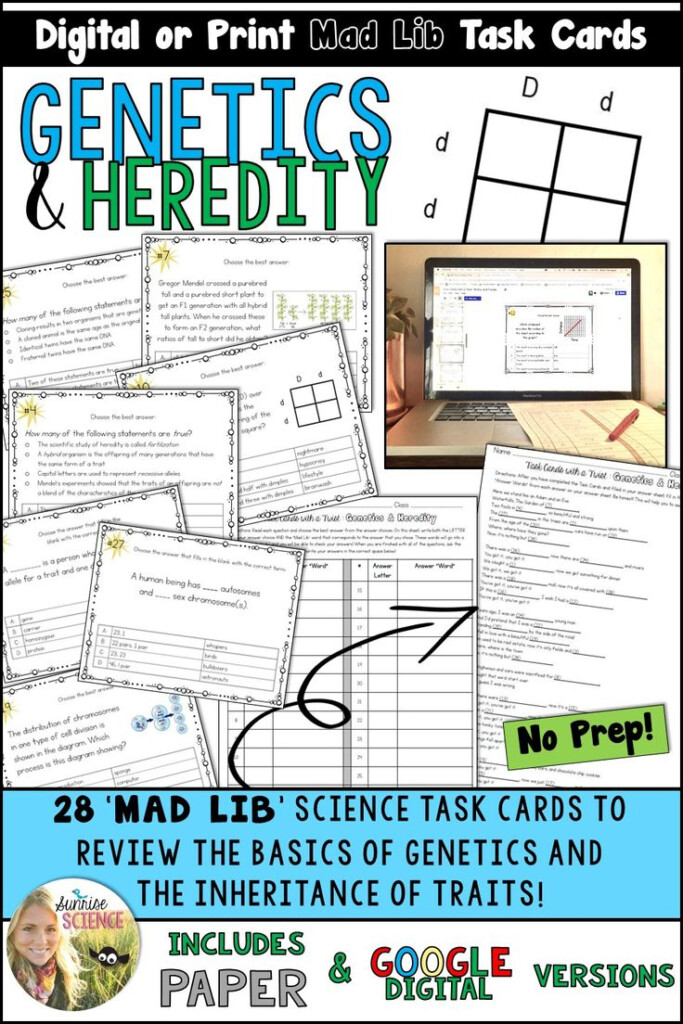 Genetics Heredity Task Cards Mad Lib Distance Learning Task Cards 