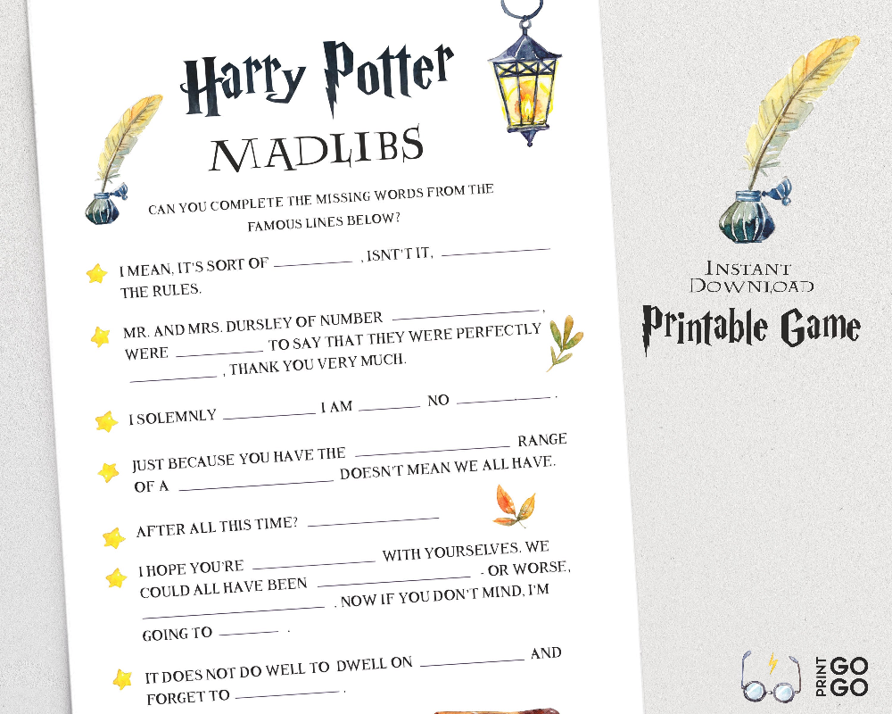 Harry Potter Game Mad Libs Quotes Wizarding World HP Game Etsy 