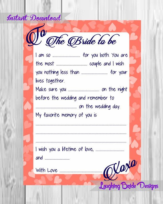 Hen Party Bachelorette Party Game Mad Libs Bridal Shower Template 