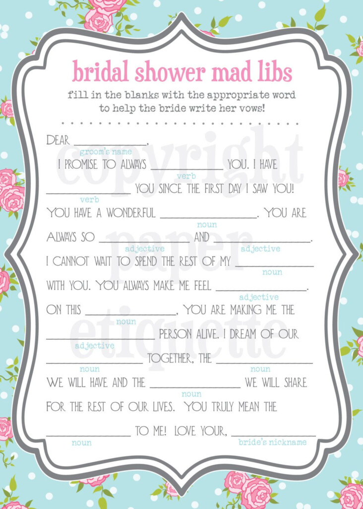 INSTANT DOWNLOAD Wedding Mad Libs Inspired Game Bridal Shower Etsy 