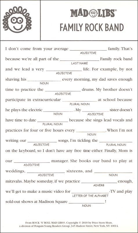 Kids Mad Libs Mad Libs Printable Mad Libs