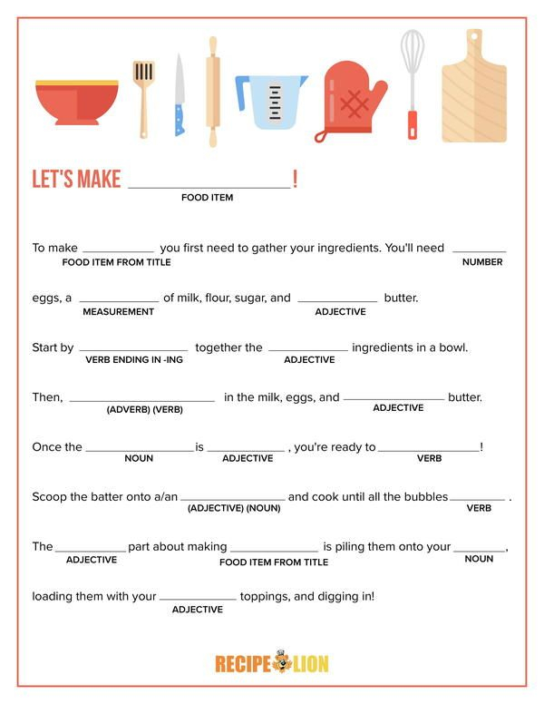 Let s Cook Mad Lib Printable Mad Libs Kids Mad Libs Printable Mad Libs