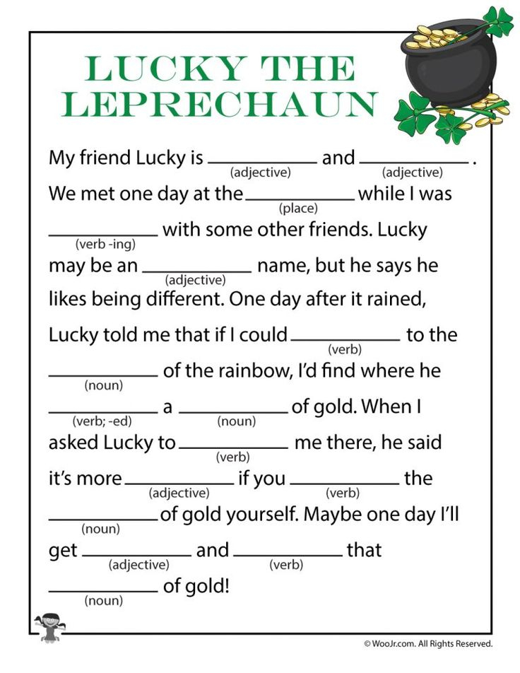 Lucky The Leprechaun Adlibs Woo Jr Kids Activities Children s 