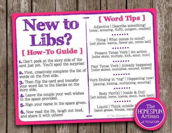 Mad Lib Instructions Card How To Play Matching Printable