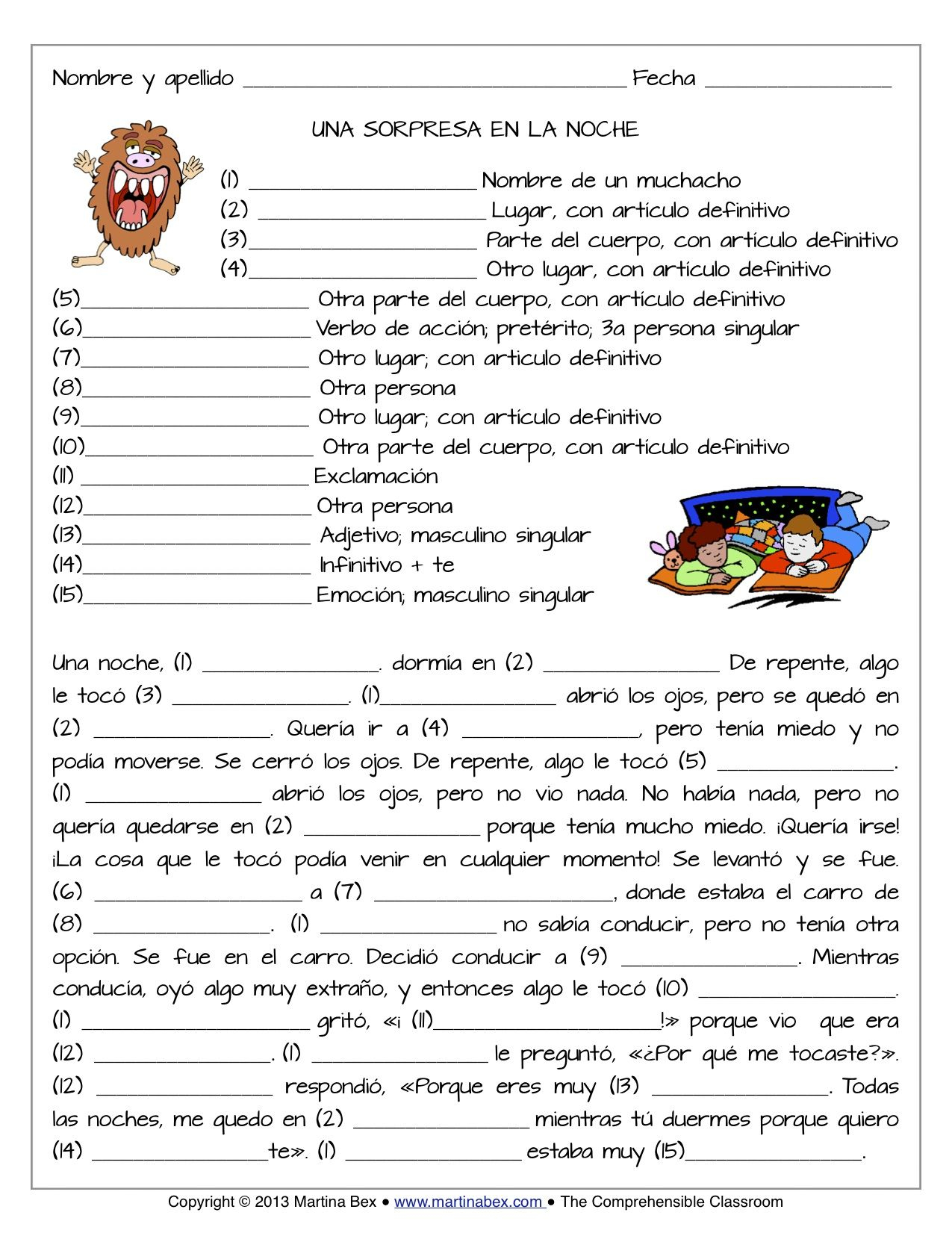 Mad Libs The Comprehensible Classroom Spanish Classroom Activities 