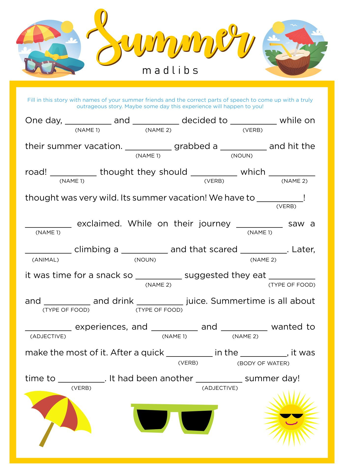 Mad Libs Online Free Printable 13 Best Mad Libs Printables Images 