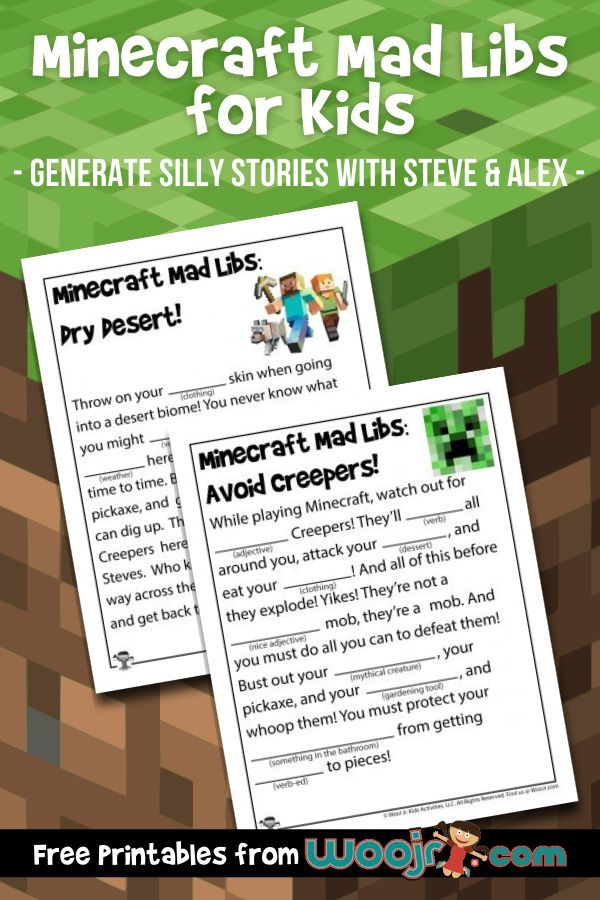 Minecraft Mad Libs For Kids Woo Jr Kids Activities Mad Lib For