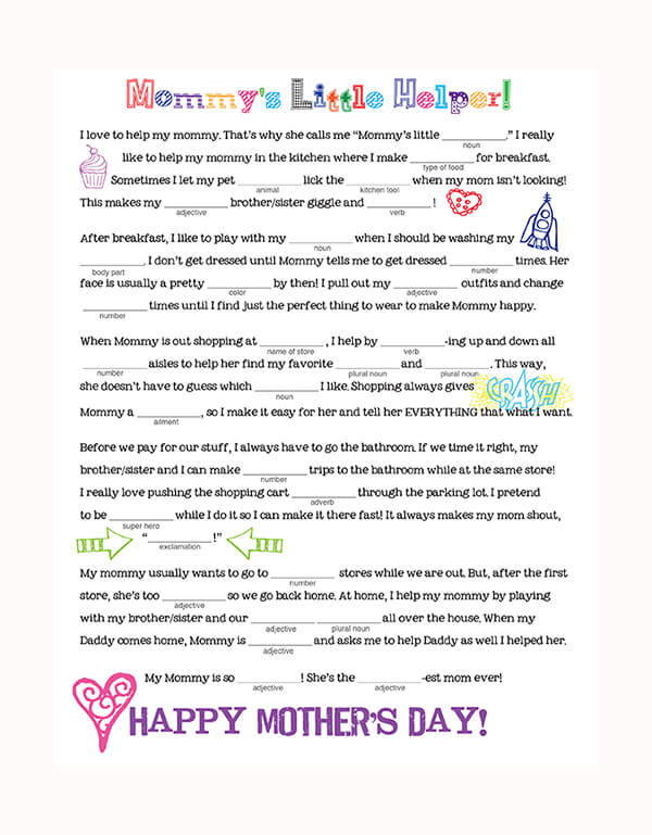 Mother s Day Mad Libs Free Printable Family Spice