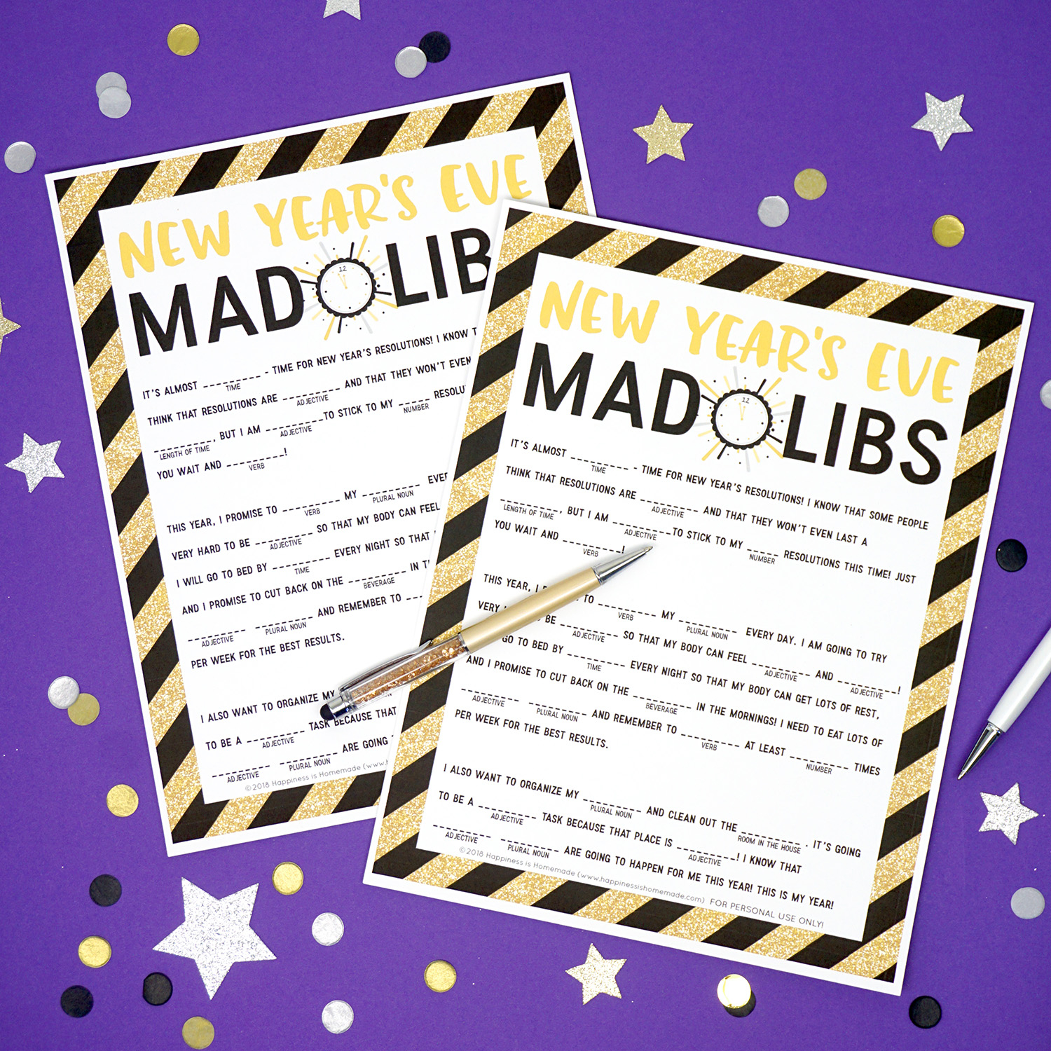 New Year s Eve Mad Libs Printable Happiness Is Homemade