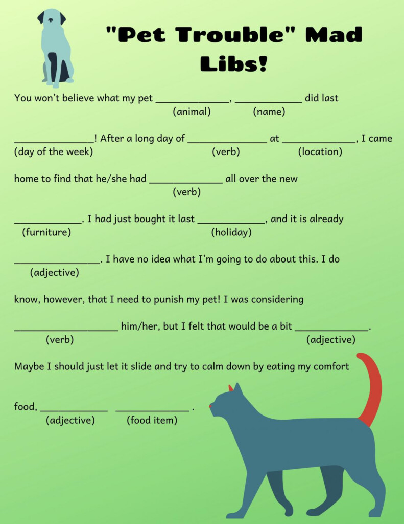  Pet Trouble Mad Libs