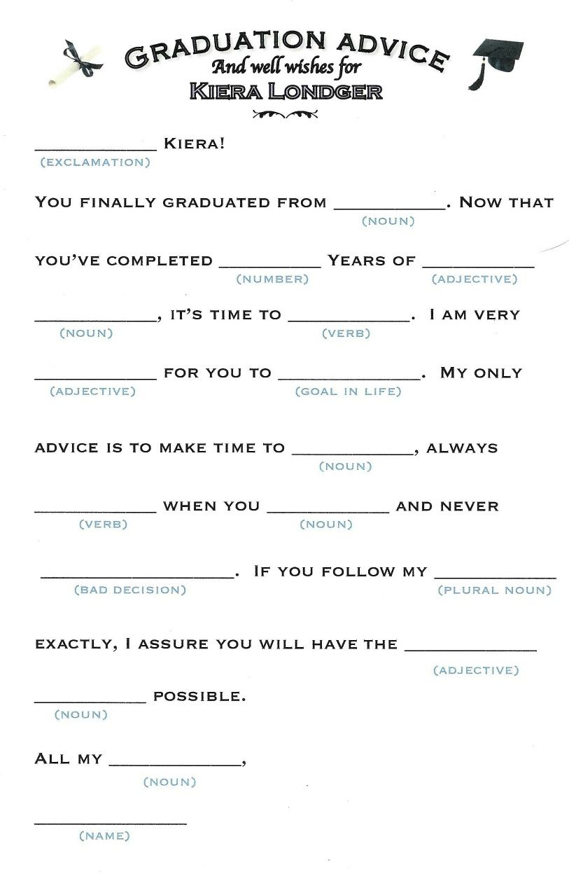 Pin By WedCreatively On Gradation Mad Libs Graduation Party 