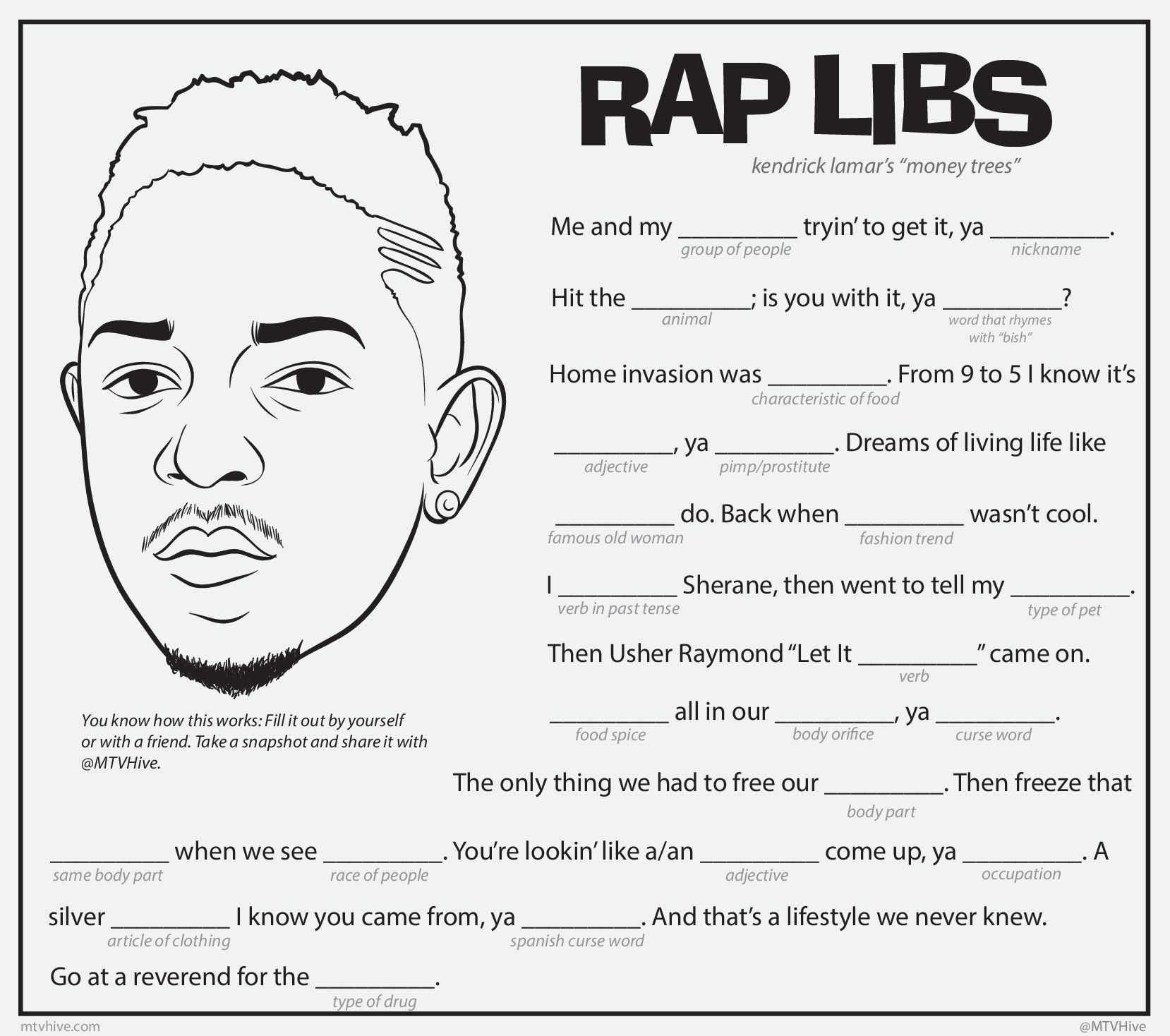 Play Rap Libs With Kendrick Lamar s Money Trees Funny Mad Libs Rap