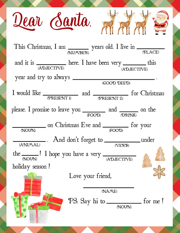 Printable Mad Libs Santa Letter For Kids For The Love Of Food