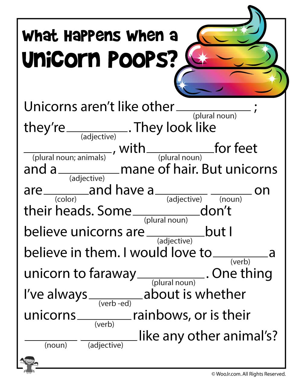 Printable Unicorn Mad Libs Woo Jr Kids Activities Kids Mad Libs 