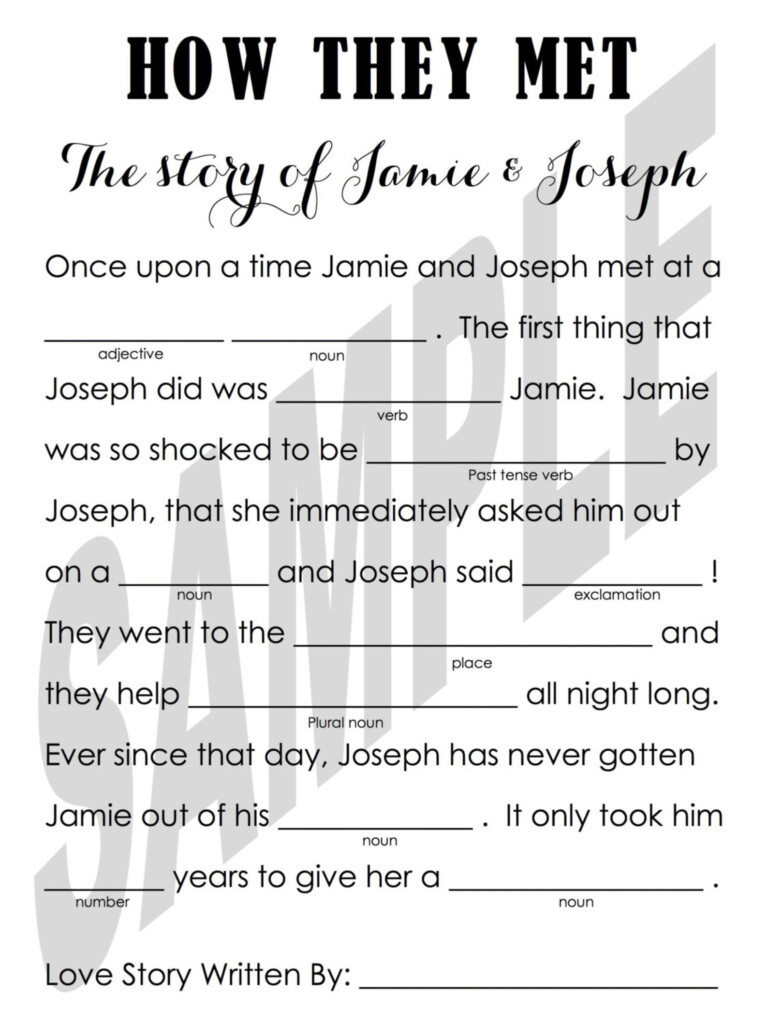 Printable Wedding Mad libs The Love Story Of The Bride Etsy