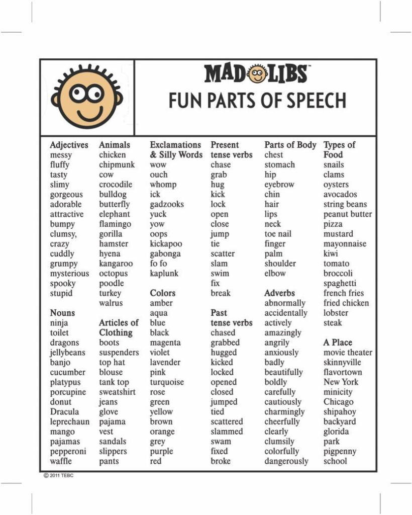 Silly Words Read Aloud Activities Parts Of Speech