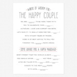 Simple Seal Mad Libs Cards Love Vs Design Wedding Mad Libs Mad