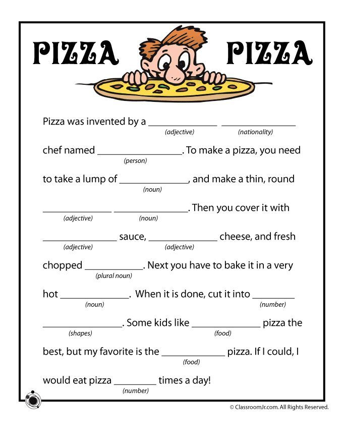 Summer Mad Libs Pizza PizzaParty Pinterest Kids Mad Libs Funny