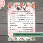 Tea Party Baby Shower Madlibs Game INSTANT DOWNLOAD Party Printable