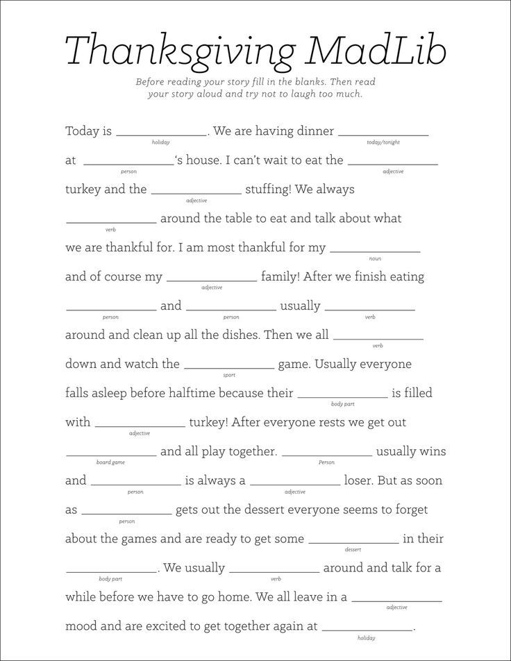 Thanksgiving Mad Libs Printable 17 Best Images About Mad Libs On