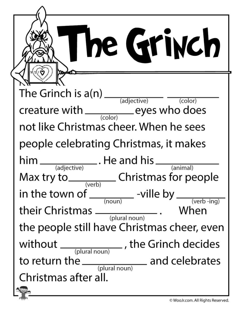 The Grinch Mad Lib Woo Jr Kids Activities Grinch Party Christmas 