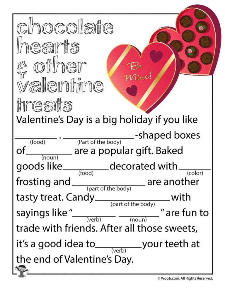 Valentine Mad Libs Woo Jr Kids Activities Valentine Treats 